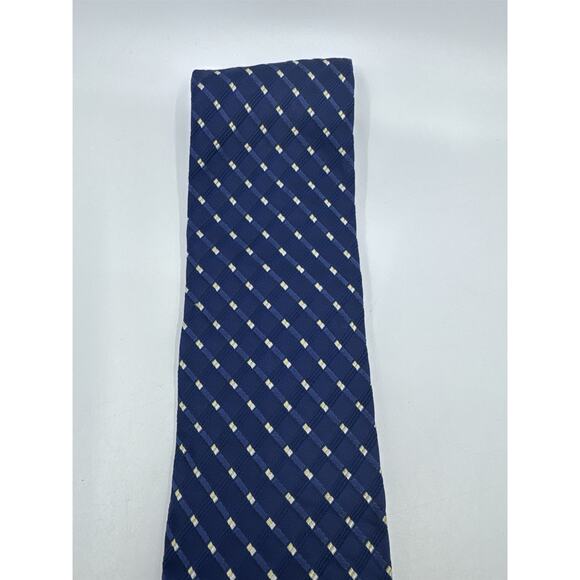 Tommy Hilfiger Blue Men's Neck Tie W/ White Dots And Stars On Inside - Picture 3 of 10